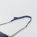 CHANEL Matelasse Boy Chanel Chain Bag Patent Leather Blue Silver CC Auth 193914-8