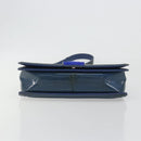 CHANEL Matelasse Boy Chanel Chain Bag Patent Leather Blue Silver CC Auth 193914-9