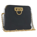 Salvatore Ferragamo Gancini Chain Shoulder Bag plastic Clear Gold Auth 193918A-1