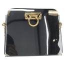 Salvatore Ferragamo Gancini Chain Shoulder Bag plastic Clear Gold Auth 193918A-2