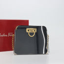 Salvatore Ferragamo Gancini Chain Shoulder Bag plastic Clear Gold Auth 193918A-21