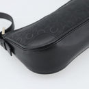 CELINE C Macadam Canvas Shoulder Bag Black Silver Auth 193919A-14