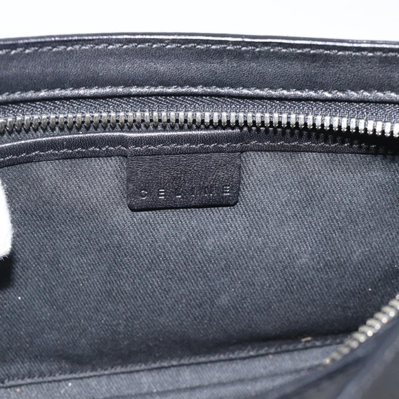CELINE C Macadam Canvas Shoulder Bag Black Silver Auth 193919A