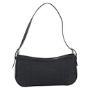 CELINE C Macadam Canvas Shoulder Bag Black Silver Auth 193919A-2