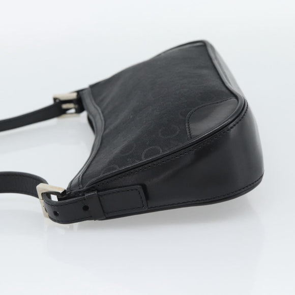 CELINE C Macadam Canvas Shoulder Bag Black Silver Auth 193919A