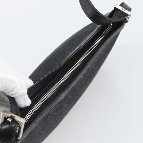 CELINE C Macadam Canvas Shoulder Bag Black Silver Auth 193919A