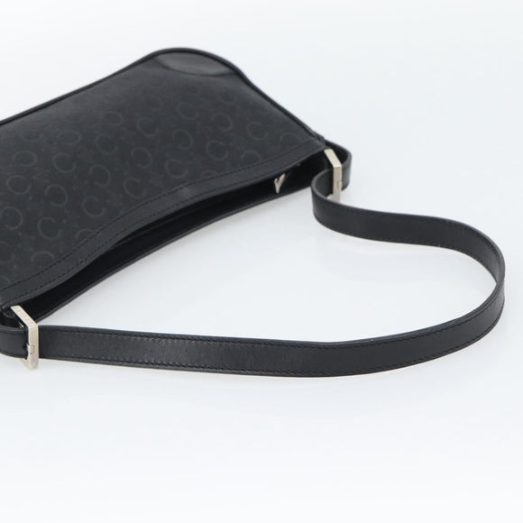 CELINE C Macadam Canvas Shoulder Bag Black Silver Auth 193919A