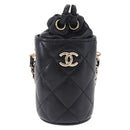 CHANEL Matelasse Chain Shoulder Pouch Lamb Skin Black Gold CC Auth 193920SAM-13