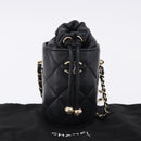 CHANEL Matelasse Chain Shoulder Pouch Lamb Skin Black Gold CC Auth 193920SAM-12