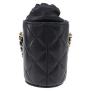 CHANEL Matelasse Chain Shoulder Pouch Lamb Skin Black Gold CC Auth 193920SAM-2