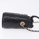 CHANEL Matelasse Chain Shoulder Pouch Lamb Skin Black Gold CC Auth 193920SAM-3