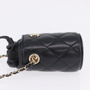 CHANEL Matelasse Chain Shoulder Pouch Lamb Skin Black Gold CC Auth 193920SAM-4