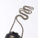 CHANEL Matelasse Chain Shoulder Pouch Lamb Skin Black Gold CC Auth 193920SAM-14