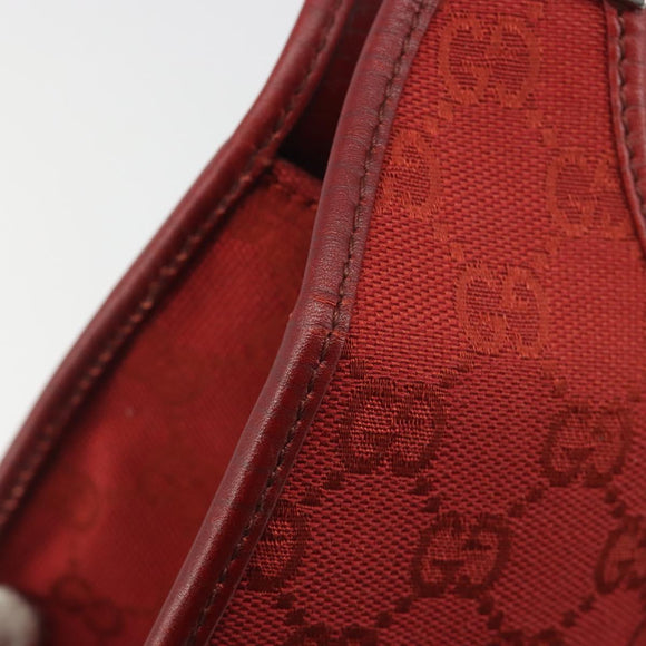 GUCCI GG Canvas Jackie Hand Bag Red Silver 01719 Auth 193924A