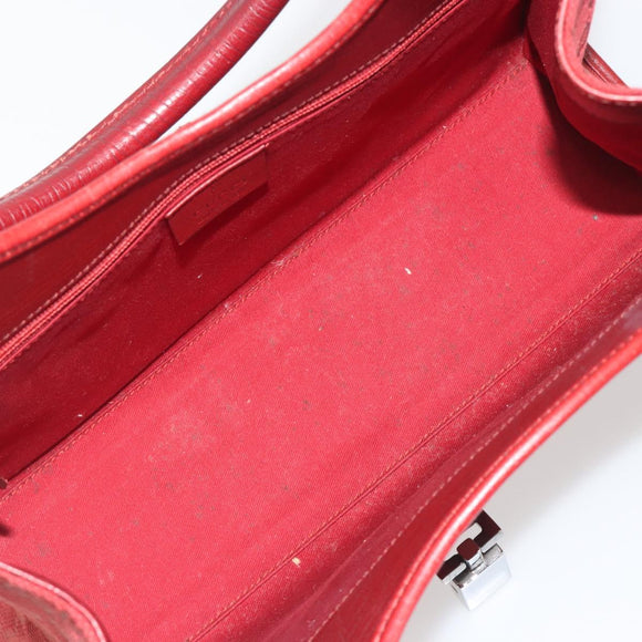 GUCCI GG Canvas Jackie Hand Bag Red Silver 01719 Auth 193924A