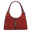 GUCCI GG Canvas Jackie Hand Bag Red Silver 01719 Auth 193924A-13