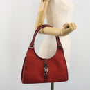 GUCCI GG Canvas Jackie Hand Bag Red Silver 01719 Auth 193924A-24