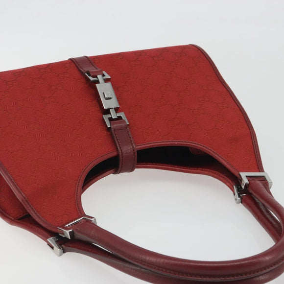 GUCCI GG Canvas Jackie Hand Bag Red Silver 01719 Auth 193924A
