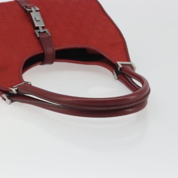 GUCCI GG Canvas Jackie Hand Bag Red Silver 01719 Auth 193924A