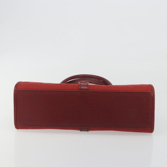 GUCCI GG Canvas Jackie Hand Bag Red Silver 01719 Auth 193924A