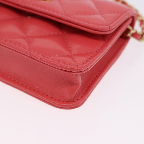 CHANEL Mini Matelasse 12 Chain Shoulder Bag Leather Pink Gold CC Auth 193927M