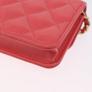 CHANEL Mini Matelasse 12 Chain Shoulder Bag Leather Pink Gold CC Auth 193927M-16