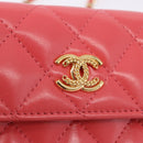 CHANEL Mini Matelasse 12 Chain Shoulder Bag Leather Pink Gold CC Auth 193927M-17