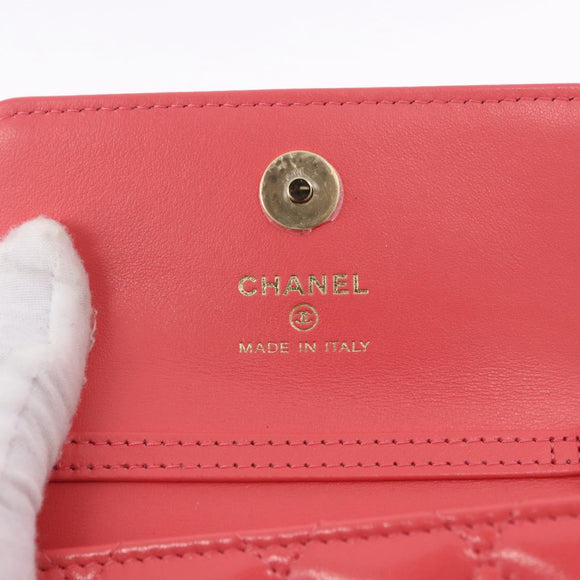 CHANEL Mini Matelasse 12 Chain Shoulder Bag Leather Pink Gold CC Auth 193927M