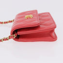 CHANEL Mini Matelasse 12 Chain Shoulder Bag Leather Pink Gold CC Auth 193927M-4