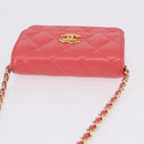 CHANEL Mini Matelasse 12 Chain Shoulder Bag Leather Pink Gold CC Auth 193927M-6