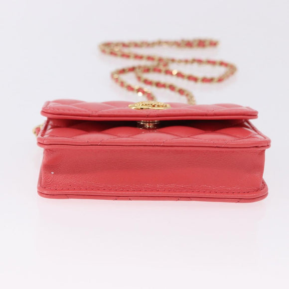 CHANEL Mini Matelasse 12 Chain Shoulder Bag Leather Pink Gold CC Auth 193927M