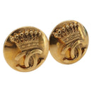 CHANEL COCO Mark Earring Metal Gold Tone CC Auth 193928V-1