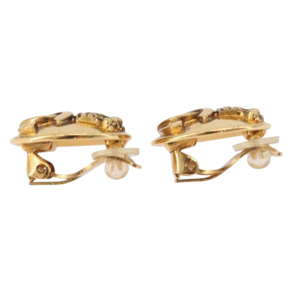 CHANEL COCO Mark Earring Metal Gold Tone CC Auth 193928V