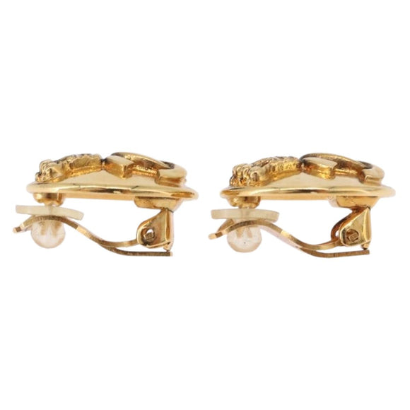 CHANEL COCO Mark Earring Metal Gold Tone CC Auth 193928V