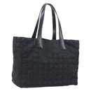 CHANEL New Travel Line Tote Bag Canvas Black Gold CC Auth 193956-1