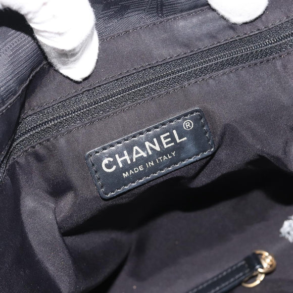 CHANEL New Travel Line Tote Bag Canvas Black Gold CC Auth 193956