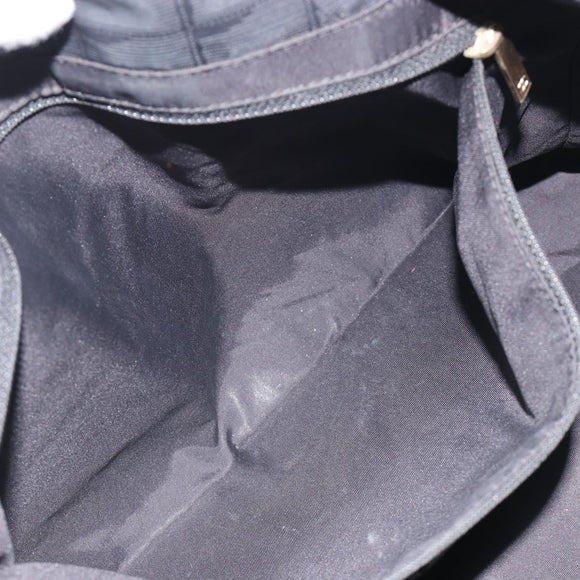 CHANEL New Travel Line Tote Bag Canvas Black Gold CC Auth 193956