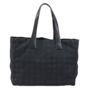 CHANEL New Travel Line Tote Bag Canvas Black Gold CC Auth 193956-13