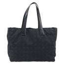 CHANEL New Travel Line Tote Bag Canvas Black Gold CC Auth 193956-2