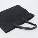 CHANEL New Travel Line Tote Bag Canvas Black Gold CC Auth 193956-6