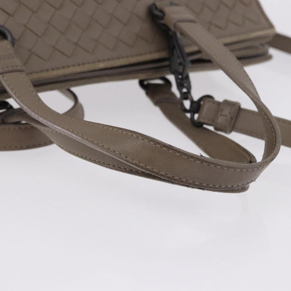 BOTTEGA VENETA INTRECCIATO Hand Bag Leather 2way Gray Auth 193957