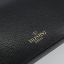 VALENTINO Studs Shoulder Bag Leather Black Gold Auth 193963A-17
