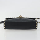 VALENTINO Studs Shoulder Bag Leather Black Gold Auth 193963A-5