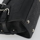 Salvatore Ferragamo Gancini Shoulder Bag Leather Black Silver Auth 193966A-14