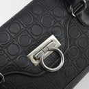 Salvatore Ferragamo Gancini Shoulder Bag Leather Black Silver Auth 193966A-18
