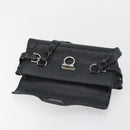 Salvatore Ferragamo Gancini Shoulder Bag Leather Black Silver Auth 193966A-10