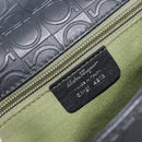 Salvatore Ferragamo Gancini Shoulder Bag Leather Black Silver Auth 193966A-17