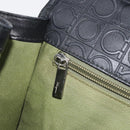 Salvatore Ferragamo Gancini Shoulder Bag Leather Black Silver Auth 193966A-21