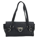 Salvatore Ferragamo Gancini Shoulder Bag Leather Black Silver Auth 193966A-13