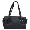Salvatore Ferragamo Gancini Shoulder Bag Leather Black Silver Auth 193966A-2
